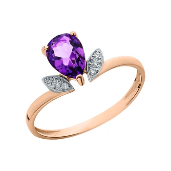 

Gold ring with amethyst and cubic zirconia sunlight sample 585 test