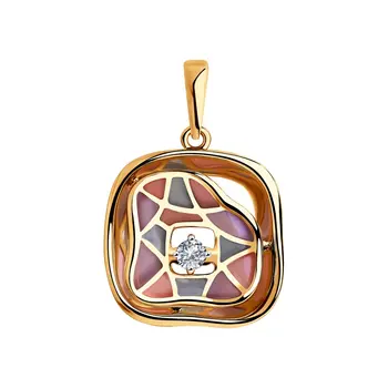 

Sokolov pendant in combined gold with enamel and Diamond, fashion jewelry, 585, women's male, pendants for neck women