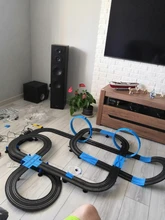 Coche de carreras teledirigido con Control remoto, vehículo eléctrico de carreras de 1:64, con ranura para vía férrea de electrificación, juguete para 4 coches