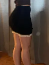 ALLNeon E-chica dulce ribete de encaje con moño negro faldas Y2K estética sólido alto cintura Bodycon falda corta Clubwear 90s fondos Vintage