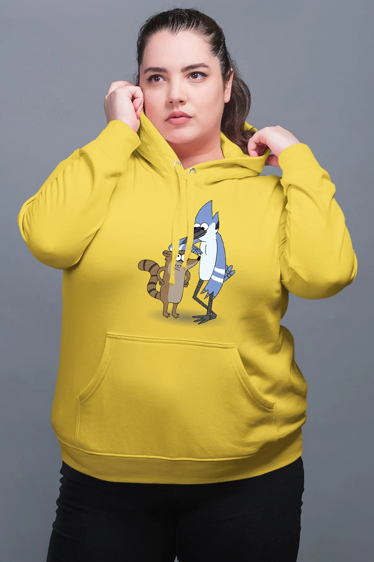Женская толстовка с капюшоном Angemiel Wear Chatter Mordecai And Rigby желтого цвета | одежда
