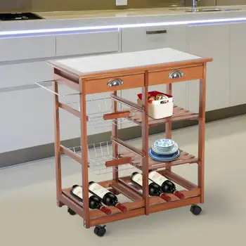 

Kitchen cart Ancillary Service Wood Chrome Metal Wheels Cajon