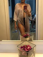 Traje de baño cubierta de gasa a rayas para mujer, Kimono Sexy bohemio de talla grande, ropa de playa, vestido de verano, A790, 2021