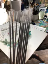 9 Uds pelo de comadreja de libro de línea cepillo pintura óleo Guache pintura línea de gancho pluma durable de plata fina de pluma de arte