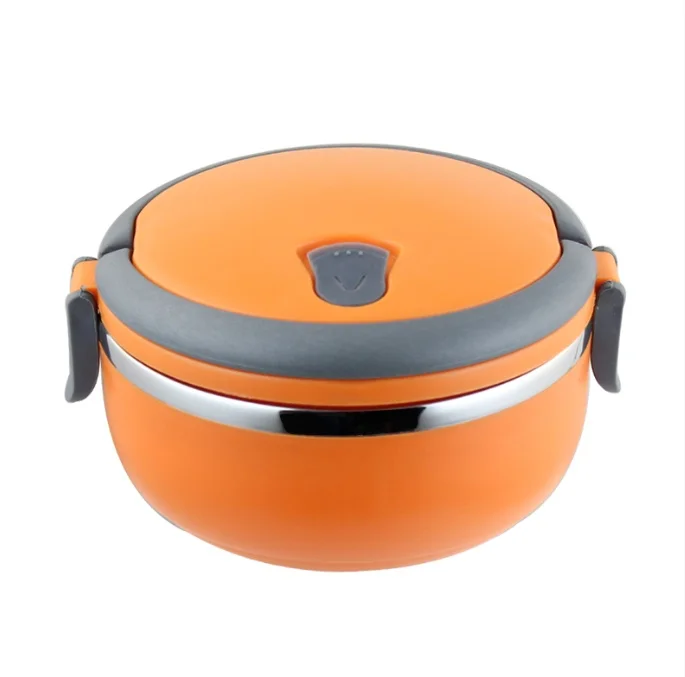 Ланч бокс 1 секция Lunch Box Urban Living 3 Layer Stainless Steel термо контейнер для обедов(Оранжевый