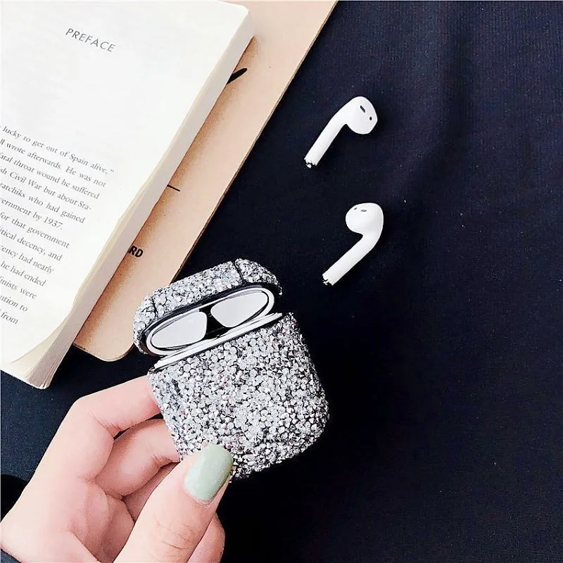 Цветные стразы, чехол для наушников для Apple, аксессуары для airpods, Bluetooth, блестящий силиконовый Жесткий защитный чехол для airpods, чехол