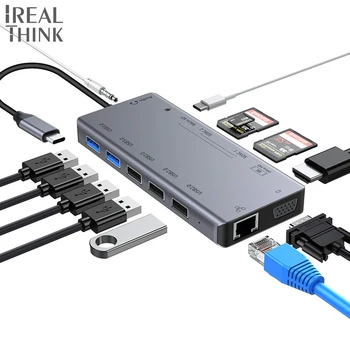 

IREALTHINK Dock USB Type C adapter usb c hub Macbook Dock Splitter USB HUB 3.5mm jack HDMI adapter USB C Type C 3.1 Pro hub
