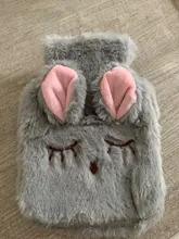 Bolsa de agua caliente con dibujos de conejos para invierno, bolsa de PVC tejida con cubierta suave y acogedor, calentador de manos reutilizable de calor caliente