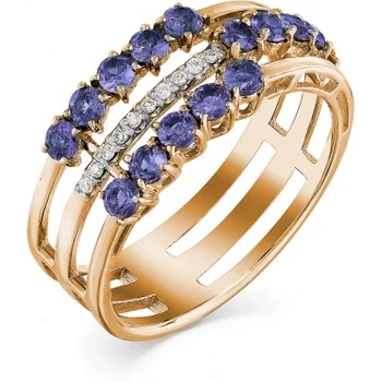 

Master brilliant ring with sapphires and diamonds in red gold