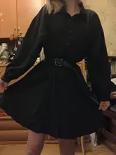 Vestido plisado de manga larga para mujer, estilo pijo, liso, dulce, sin definición, sencillo, elegante, japonés, estudiantes, ropa de calle