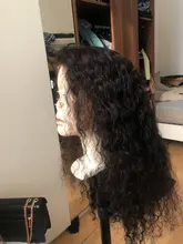 RuiYu 180 densidad 250 rizado de la onda de agua pelo peluca del pelo humano transparente de la onda de agua peluca con malla frontal T parte brasileño mojado y ondulado peluca