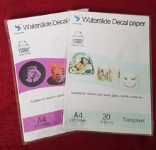 (20 piezas = 10 transparente + 10 blanco) Papel para calcomanías de inyección de tinta, papel de transferencia de impresión de tamaño A4, papel para calcomanías de agua para placas