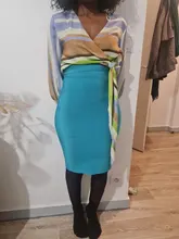 Bandage Skirt Bodycon 13-Color Plus-Size Women Summer New-Fashion Elastic Knee-Length