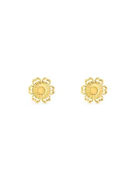 

Baby earrings or Gold Girl Flower relief in matte and shimmer openwork
