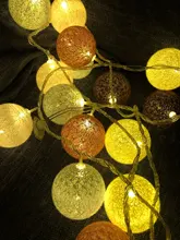Garland-Lights String Fairy-Lights-Decoration Cotton-Ball Xmas Wedding-Party Holiday