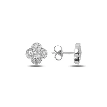 

Angemiel 925 Sterling Silver Zircon Clover Earrings