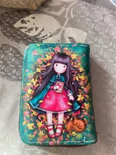 Tarjetero de piel sintética para mujer, Cartera de 9 Bits/10 Bits + 2 posiciones grandes con cremallera, Tarjetero con personajes bonitos