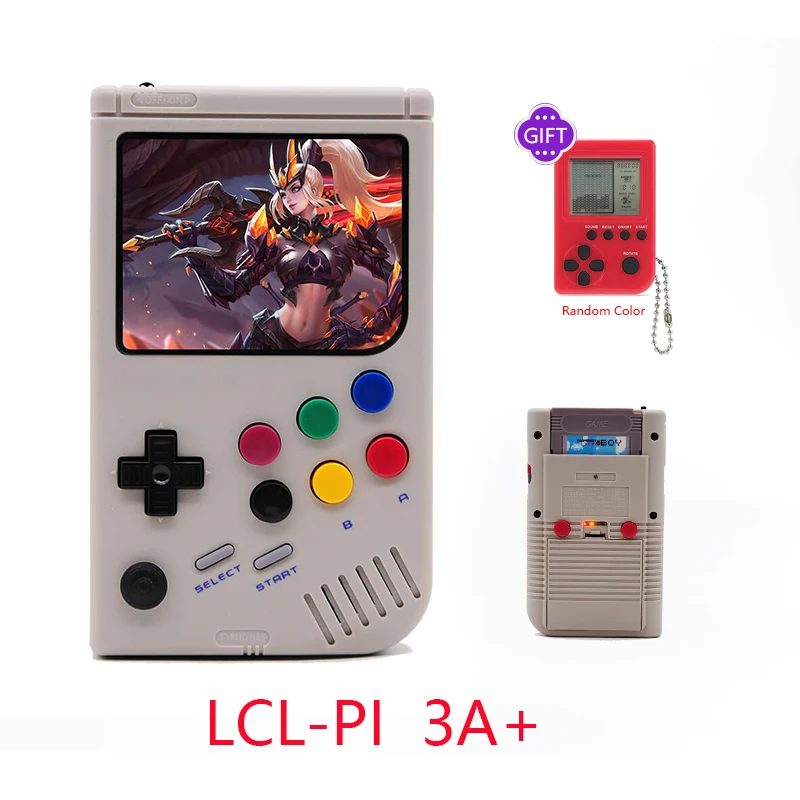 Портативная Ретро игровая консоль LCL-Pi Boy Raspberry Pi 3A+ для игрового мальчика 3,5 дюймов, портативный игровой плеер, Встроенные игры 5000 - Цвет: Gray