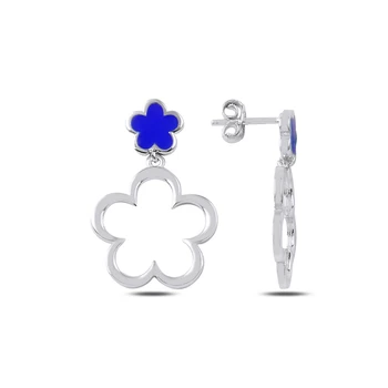 

KUTAYDAN Cabochons Flower Dangle Earrings 925 Sterling Silver