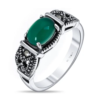 

Ring of silver with agate Green and agate green blue.
