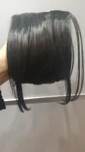 Leeons-postizo corto de pelo sintético para mujer, postizo resistente al calor, con flequillo, corto Natural, pinzas para el pelo, color negro