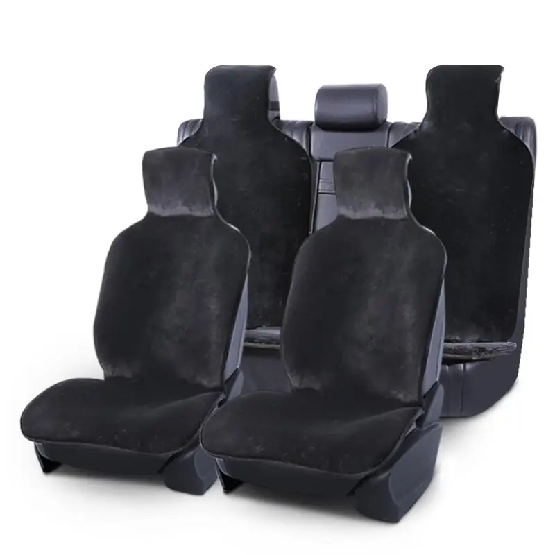 AUTOROWN 1 Set Artificial Fur Car Seat Covers For Toyota,Kia,Lexus,Honda,Benz Universal Size Winter Faux Fur Car Seat Cushion - Название цвета: BLACK