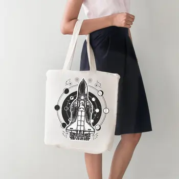 

Angemiel Bag Spacecraft Moon Stance Rocket Large Shopping Beach Tote Bag