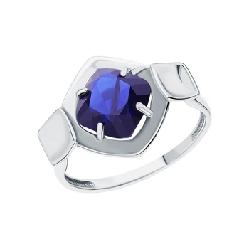 

Silver ring with sapphires synthetic sunlight sample 925