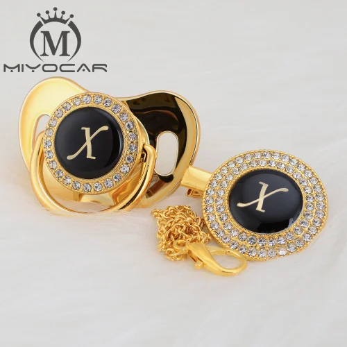 MIYOCAR имя инициалы Письмо X Элегантный Серебряный bling соска и пустышка Клип BPA бесплатно пустышка bling уникальный дизайн SGS пройти LX - Цвет: LX-8   6-18M