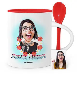 

Personalized Angel Mom Cartoon Red Spoon Mug Cup