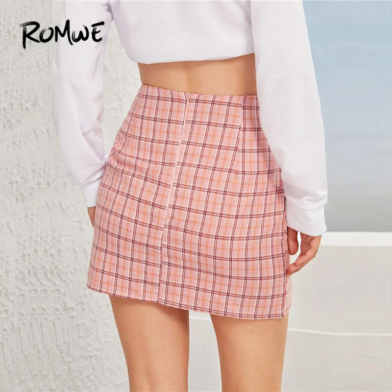 ROMWE Sheath Random Plaid Side Slit Skirt Summer Side Slit Plaid Skirt A Line Mid Waist Mini Skirt Women Kawaii Skirts Clothing ROMWE Sheath Random Plaid Side Slit Skirt Summer Side Slit Plaid Skirt A Line Mid Waist Mini Skirt Women Kawaii Skirts Clothing