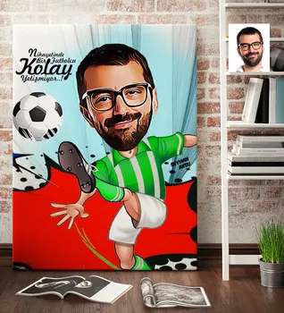 

Personalized Mr Football Player Green White Cartoon Canvas Table (70x100 cm.) 1