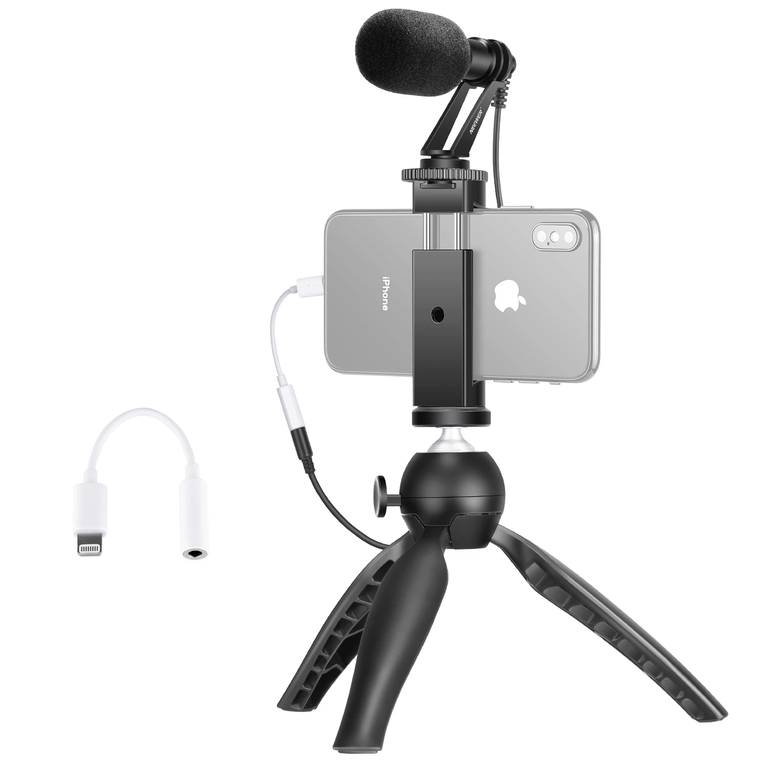 Neewer смартфон видео Rig Kit Filmmaker мини штатив с CM14 дробовик микрофон адаптер