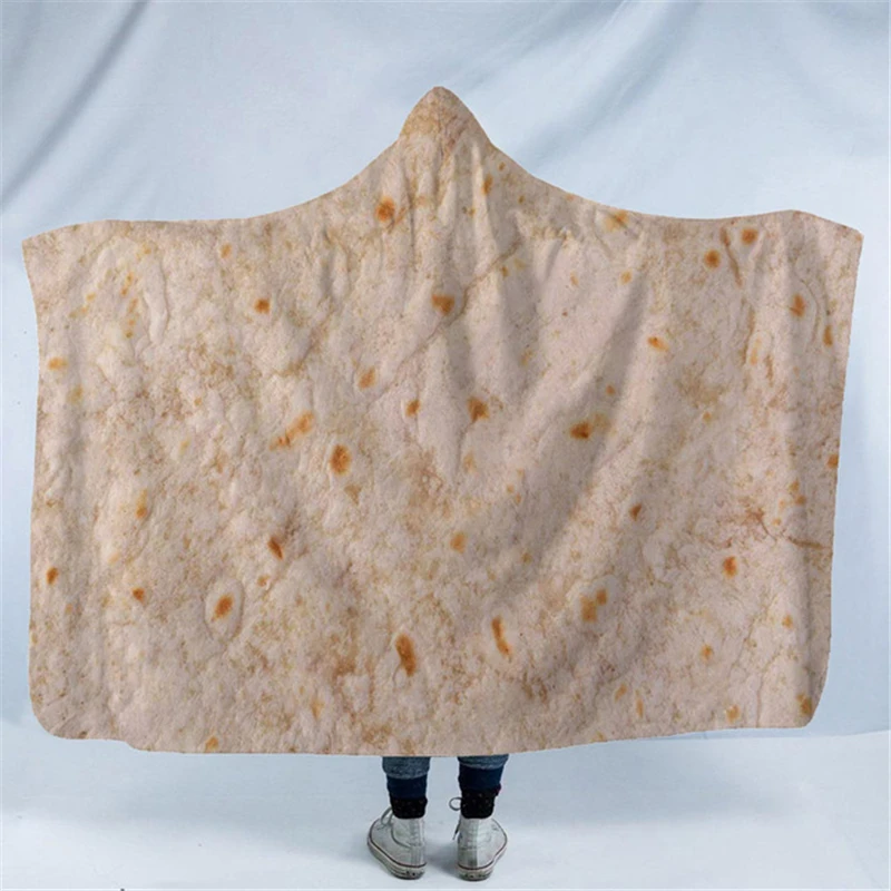 Burrito Одеяло плюшевый, с принтом одеяло с капюшоном для взрослых и детей теплые одеяла носимых двухслойный флис плед - Цвет: picture color