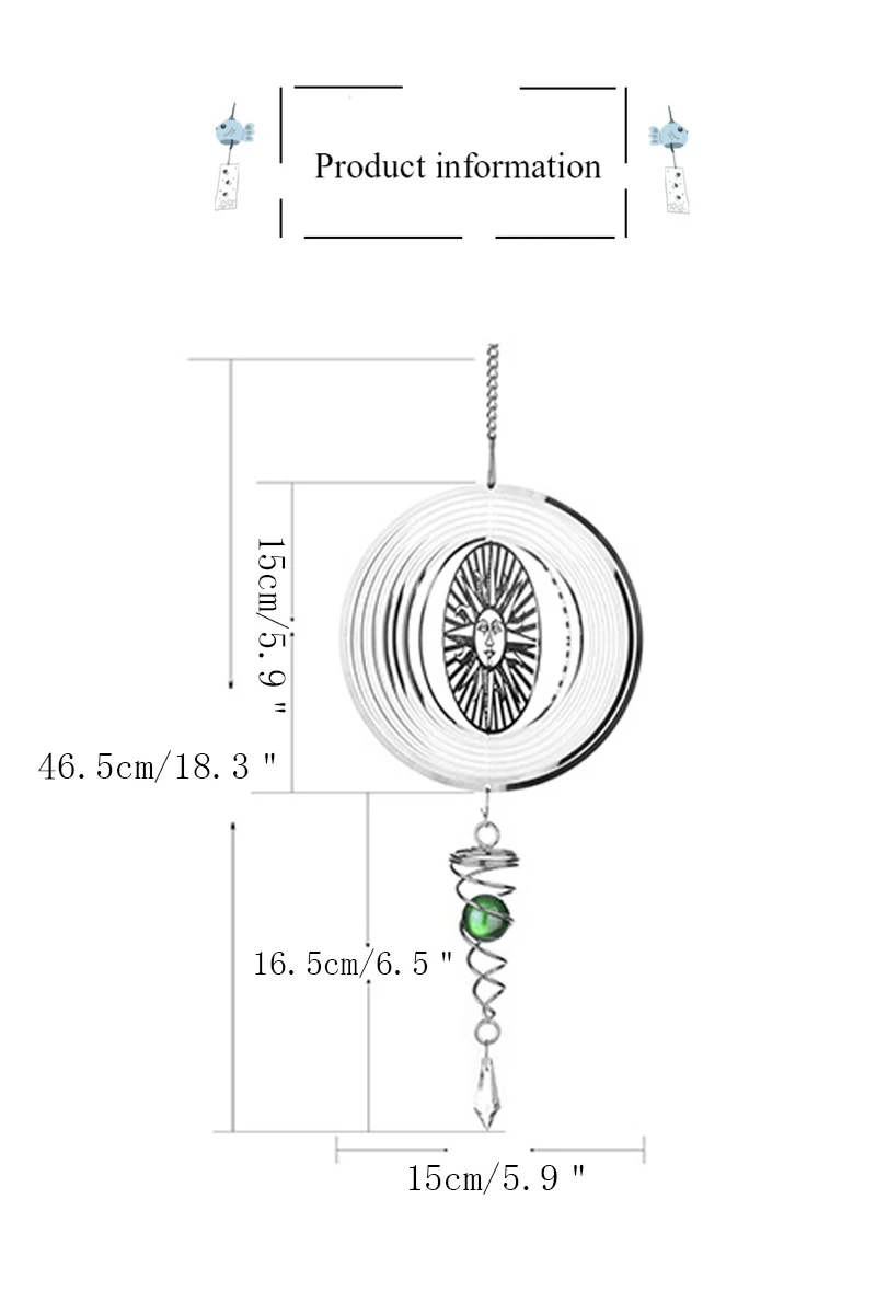 Strongwell зеркало 3D Хрустальный шар Металл Вращающийся колокольчики поворотные украшения открытый сад Торнадо орнамент-обмотка