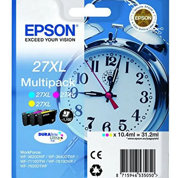 Оригинальный чернильный картридж (упаковка из 4) Epson T27XL голубой пурпурный черный