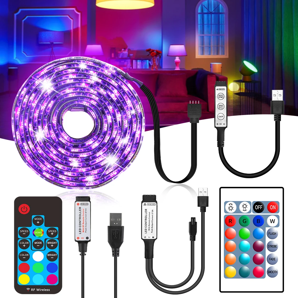 Светодиодная лента 5050 SMD DC 5 В USB светильник RGB зарядное устройство светодиодный