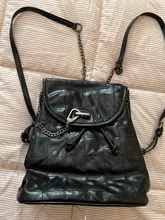 Bolso de hombro suave con tapa para mujer, Mochila de cuero con cadena de gran capacidad, color negro, 2021