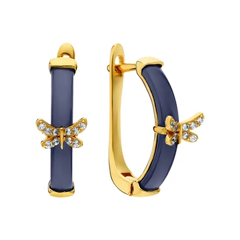 

Silver earrings with ceramics and cubic zirconia sunlight sample 925