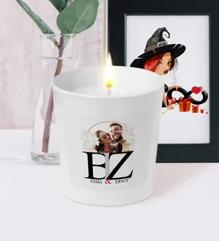 

Personalized Photo White Glass Small Bowl Scented Candle (Model 11)