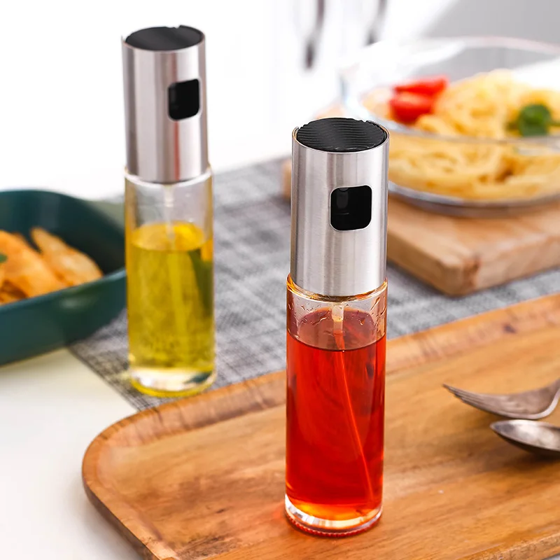 for Cooking Grilling 2 Pack N/A Hemu Oil Sprayer Dispenser,Oil Vinegar Spray Dispenser Stainless Steel Glass Olive Oil Spray Bottle with Brush Portable 