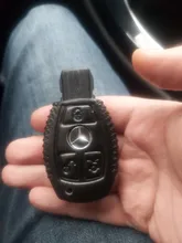 Funda de cuero genuino para llavero de coche, accesorios de soporte remoto para Mercedes Benz CLS CLA GL R SLK AMG A B C S Class