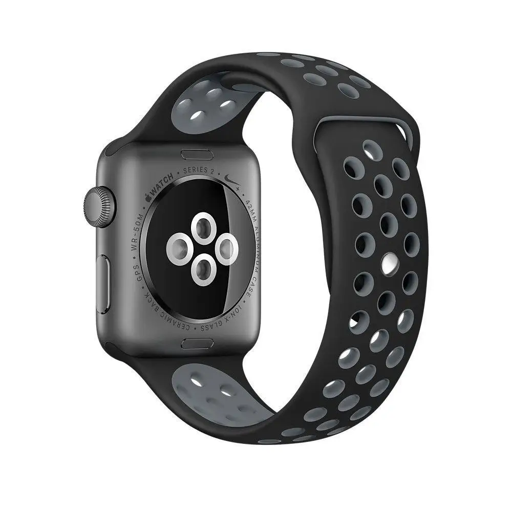 Ремешок спортивный для часов Apple Watch Band 38 40(Черно-серый
