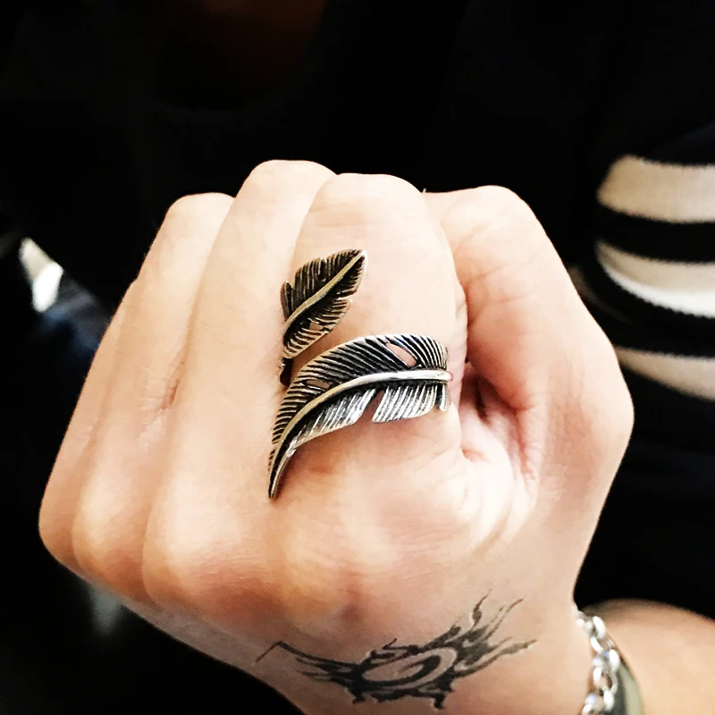 Золотое кольцо древние Кольца с перьями кольца из нержавеющей стали мужские для
