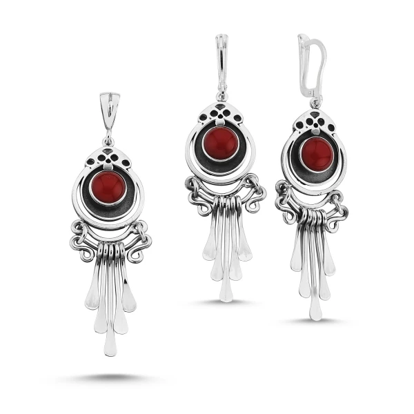 Серебряный 925 пробы коралловый камень набор для ручной работы