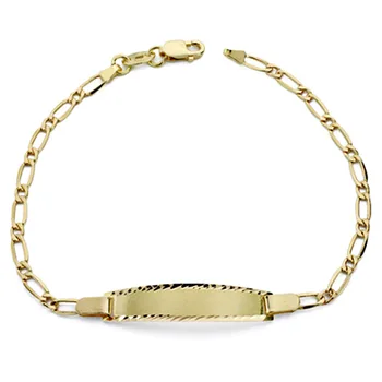 

Slave 18k gold first communion 17cm. Link alternate 1x1 sheet carved edging locking carabiner-RECORDING INCLUDED