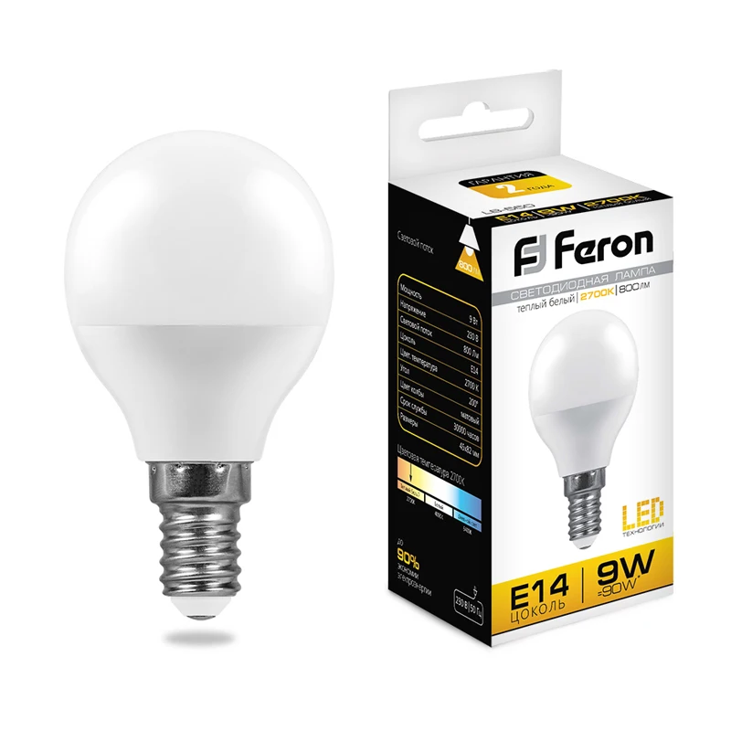 Лампа светодиодная Feron P45 шарик E14 5W 7W 9W 11W 2700K 4000K 6400K|Светодиодные лампы и трубки| |