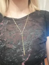 DOTIFI para las mujeres collares la innovación pendiente doble cadena larga calado triángulo y Baguette collar de acero inoxidable