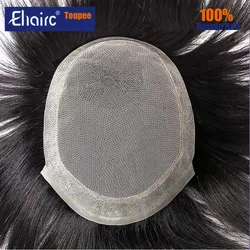 Toupee For Asian Men High Quality Lace & PU Base Human Hair System Unit 6