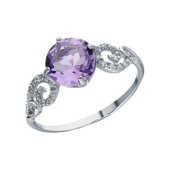 

Silver ring with amethyst and cubic zirconia sunlight sample 925